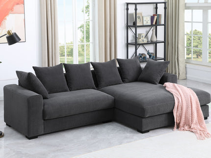 Naomi - 3 Piece Upholstered Sectional - Dark Gray