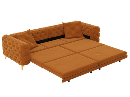 3 In 1 Convertible Sleeper, Deep Seat Pull Out Sofa Bed, Button Tufted