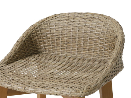 Beeson - Outdoor Wicker And Acacia Wood Barstools Set, Water Resistant - Brown