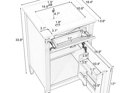 Bathroom Vanity With Sink, Adjustable Shelf, Tilt-Out Drawer