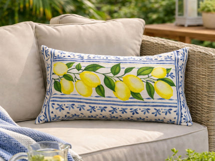 Summer Fresh Lemon Lumbar Outdoor Pillows - Multi