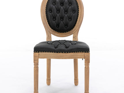 French Style Solid Wood Frame Antique Painting, Hand-Pulled Buckle Decoration Artificial Dining Chair With Nailhead Trim, Wood Legs