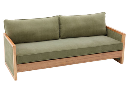 Modern 3 Seater Sofa With Wood Armrests