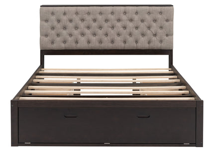Platform Bed With Storage Headboard, Shoe Rack And 4 Drawers