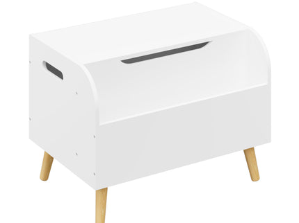 Toy Box With Front Bookshelf, Flip Top Lid, Safety Hinge For Kids Room Organization - White