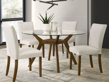Flynn - Round Glass Top Dining Table - Brown