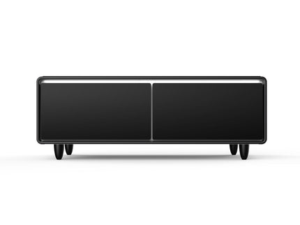 Modern Smart Coffee Table With Built-In Fridge, tooth Speaker, Wireless Charging Module, Touch Control Panel, Power Socket, USB Interface, Outlet Protection, Atmosphere Light