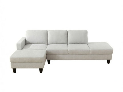 2 Piece L - Shaped Left Chaise Sectional Sofa With Ottoman, Living Room Furniture - White / Gray