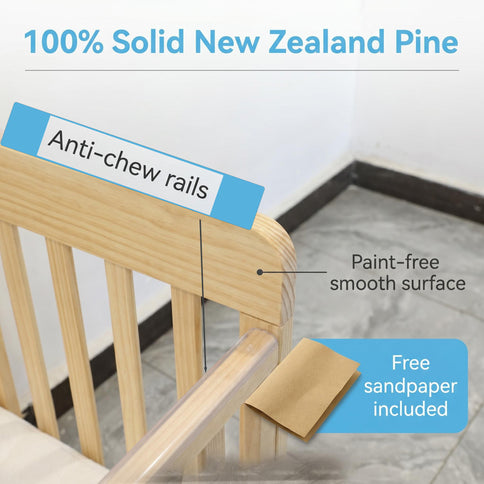 Portable Bedside Bassinet With 3 Adjustable Heights, Mini Crib For Newborns - Natural Wood