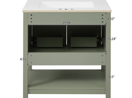 Elegant Bathroom Vanity With Ceramic Sink And Versatile Storage