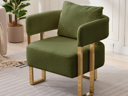 Modern Decorative Chair Teddy Fleece Upholstered And Metal Foot