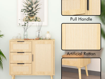 Dresser With Drawers And Adjustable Shelf - Antique Natural / Rattan