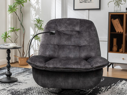 Modern Swivel Gliding Recliner Chair With Rocking Function And Phone Holder, Large Comfortable