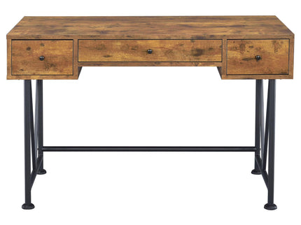 3 Drawer Writing Desk With Handles - Brown