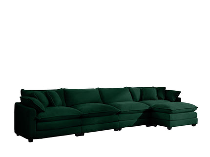 Modern Modular Cushion Sofa With Ottoman, Low Back, Deep Seating Sofa Set