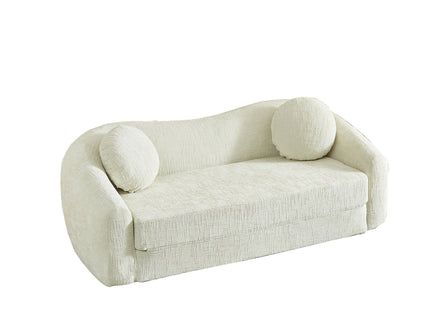 Curved Convertible Sofa, 2 In 1 Frameless Folding Sofa Bed With Pull Out Base And Deep Seat
