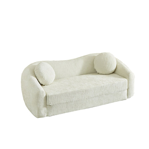 Curved Convertible Sofa, 2 In 1 Frameless Folding Sofa Bed With Pull Out Base And Deep Seat