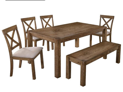 Dining Set With Table, Bench And 4 Chairs - Oak