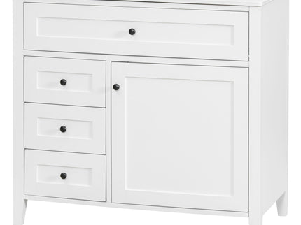 Bathroom Vanity With Sink, 3 Drawers & Cabinet With Adjustable Shelves
