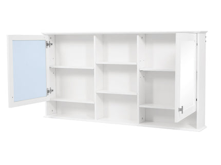 Wall Mount Mirror Cabinet With Adjustable Shelves - White