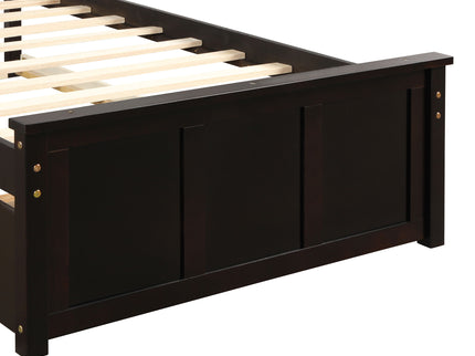 Platform Bed With Twin Trundle, Twin Size - Espresso