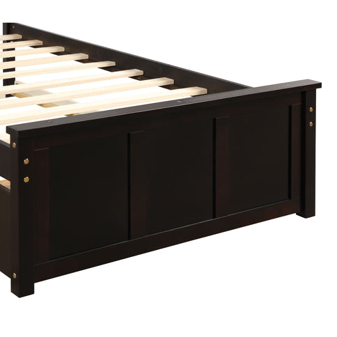 Platform Bed With Twin Trundle, Twin Size - Espresso
