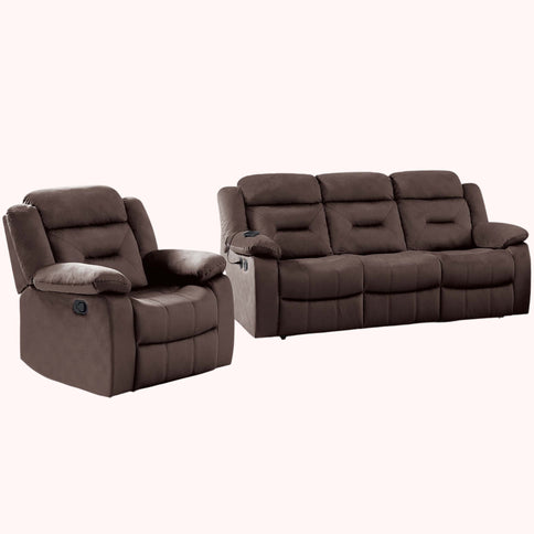 Contemporary Living Room Set With Pillow Arms And Headrest Support