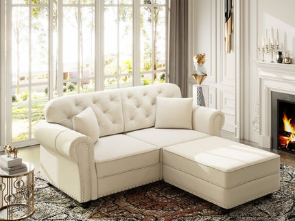 Upholstered Sofa Set With Nailhead Trim And Rolled Armrests, Includes Pillows