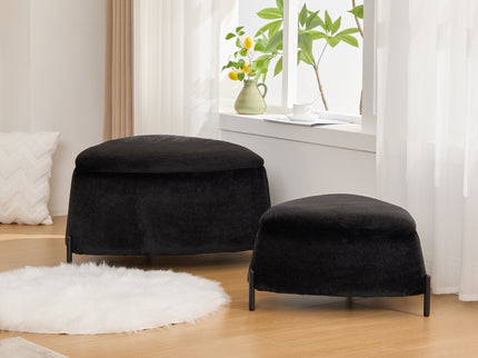 Upholstered Storage Ottoman Set With Reversible Lid