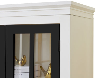 Rustic Style Display Cabinet With Glass Doors For Collectibles