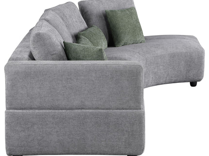 Lincoln - Upholstered Curved Sectional Sofa With Pillow Back Cushions - Gray