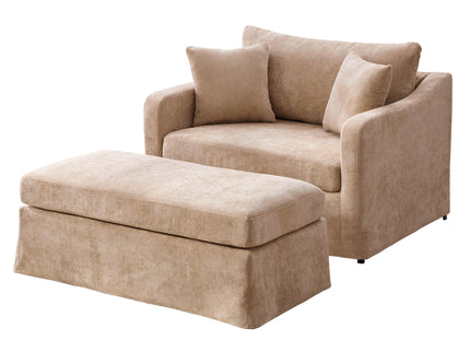 Accent Chair With Ottoman, Includes 2 Bolster Pillows