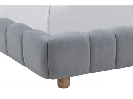 Queen Upholstered Platform Bed, Low Profile Frame - Light Blue