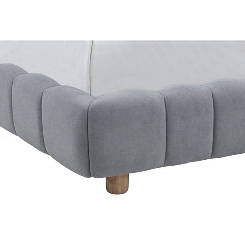 Queen Upholstered Platform Bed, Low Profile Frame - Light Blue