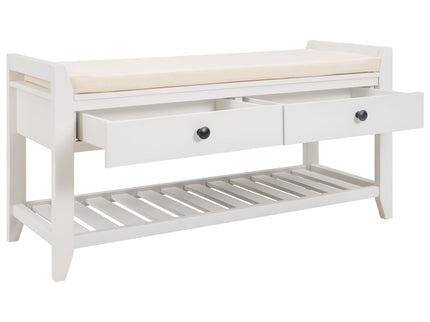 Multipurpose Entryway Shoe Rack With Cushioned Seat And Drawers