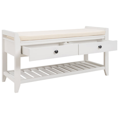 Multipurpose Entryway Shoe Rack With Cushioned Seat And Drawers