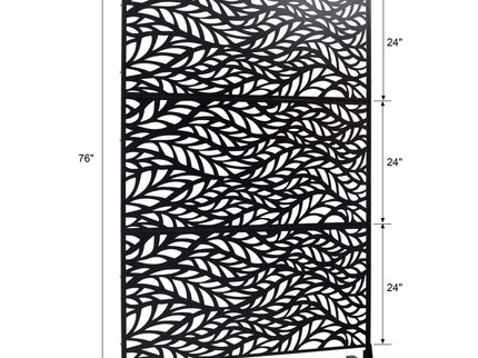 Outdoor & Indoor Privacy Screen Metal Privacy Screen, Freestanding Decorative Privacy Screen For Deck Balcony Patio - Black