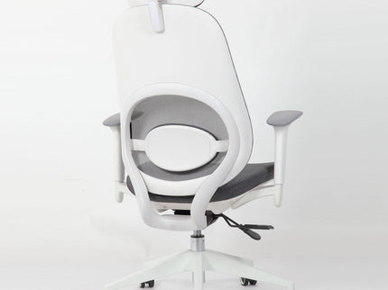 High Back Swivel Desk Chair With Height Adjustable Backrest, 3 Tilt Lock & Rotatable Headrest - Milk White