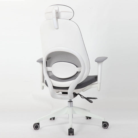 High Back Swivel Desk Chair With Height Adjustable Backrest, 3 Tilt Lock & Rotatable Headrest - Milk White