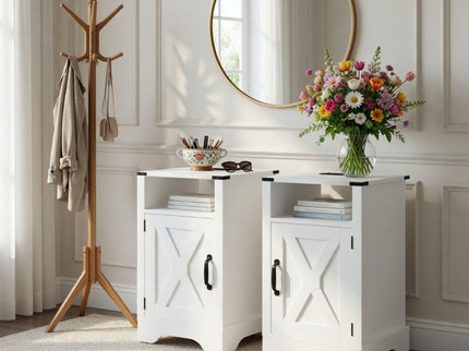 Farmhouse Nightstand, Charging Station & Storage