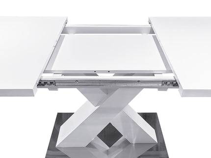 Rectangle Dining Table, Stretchable, X Shape Legs - White