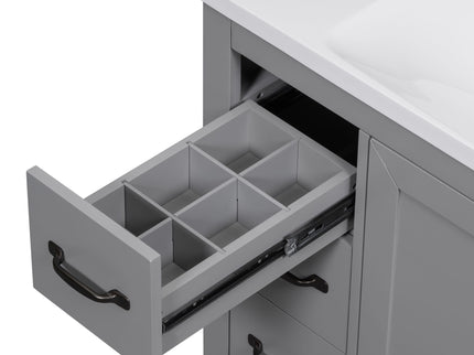 Modern Bathroom Vanity Base Only, 6 Drawer Storage With Adjustable Shelf
