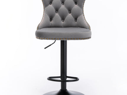 Swivel Barstools Adjusatble Seat Height, Modern Upholstered Bar Stools With Backs Comfortable Tufted For Home Pub And Kitchen Island (Set of 2)