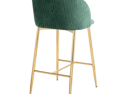 Fran - Pleated Waves Contemporary / Glam Fixed Height Counter Stool (Set of 2)