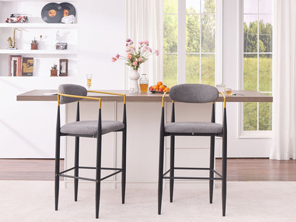 Upholstered Bar Stool With Ergonomic Design (Set of 2)