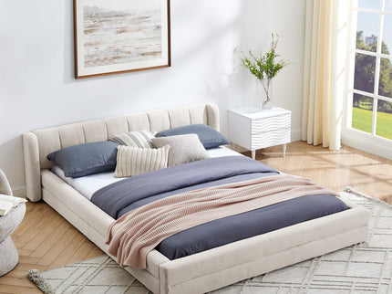 Modern Upholstered Bed Frame With Thick Fabric And Headboard