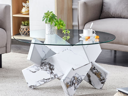 Modern Round Glass Coffee Table With Tempered Glass