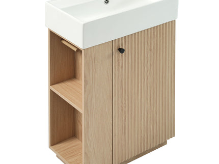 Bathroom Vanity With Sink, Freestanding Wood Grain Cabinet With Storage