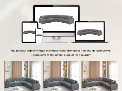 Convertible L Shaped Sectional Corner Couch With Armrest Storage Cup Holders USB Charger, Irregular Corner Oversized Comfy Modular Sofa