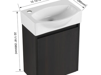 Modern Bathroom Vanity With Ceramic Basin, Wall Mounted Floating Sink Combo, Storage Cabinet